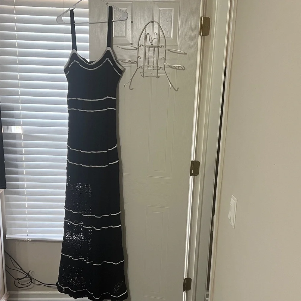 Abercrombie & Fitch Black Maxi Dress with White Trim